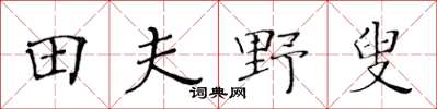 黄华生田夫野叟楷书怎么写
