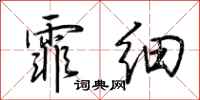 荆霄鹏霏细行书怎么写