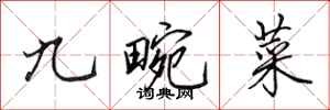 田英章九畹菜行书怎么写