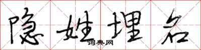 段相林隐姓埋名行书怎么写