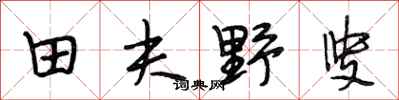 段相林田夫野叟行书怎么写