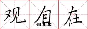侯登峰观自在楷书怎么写