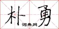 侯登峰朴勇楷书怎么写