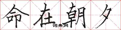 骆恒光命在朝夕楷书怎么写