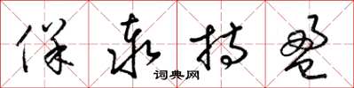 梁锦英保泰持盈草书怎么写