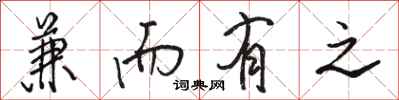 骆恒光兼而有之行书怎么写