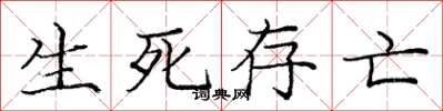 庞中华生死存亡楷书怎么写