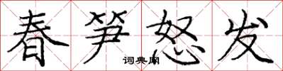 庞中华春笋怒发楷书怎么写