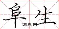 庞中华阜生楷书怎么写