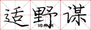 庞中华适野谋楷书怎么写