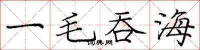庞中华一毛吞海楷书怎么写