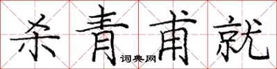 庞中华杀青甫就楷书怎么写