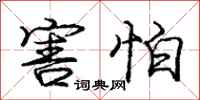 庞中华害怕行书怎么写
