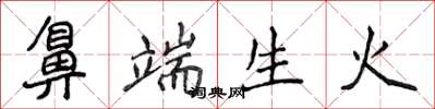 侯登峰鼻端生火楷书怎么写
