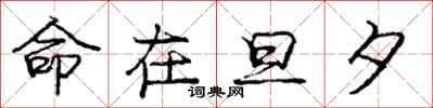 庞中华命在旦夕行书怎么写