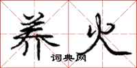 庞中华养火行书怎么写
