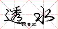庞中华透水行书怎么写