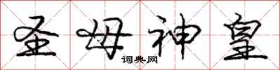 庞中华圣母神皇行书怎么写
