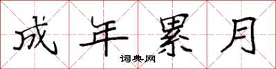 袁强成年累月楷书怎么写