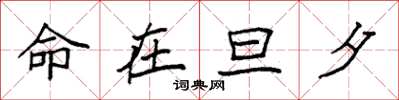 袁强命在旦夕楷书怎么写
