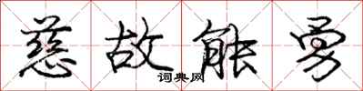 庞中华慈故能勇行书怎么写