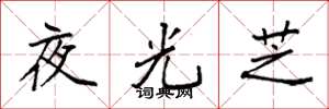 袁强夜光芝楷书怎么写