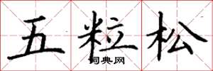 丁谦五粒松楷书怎么写