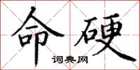 丁谦命硬楷书怎么写