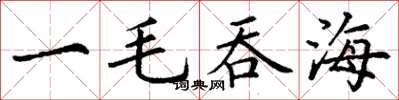 丁谦一毛吞海楷书怎么写