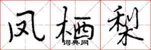 曾庆福凤栖梨行书怎么写