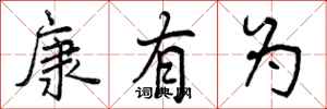 曾庆福康有为行书怎么写