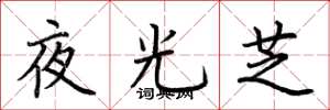 荆霄鹏夜光芝楷书怎么写