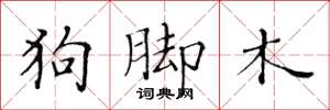 黄华生狗脚木楷书怎么写