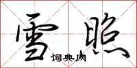 荆霄鹏雪照行书怎么写