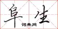 田英章阜生行书怎么写