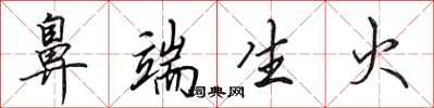 田英章鼻端生火行书怎么写