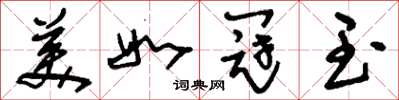 刘少英美如冠玉草书怎么写