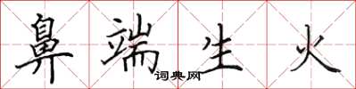 田英章鼻端生火楷书怎么写
