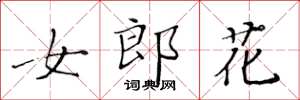 黄华生女郎花楷书怎么写