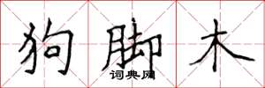侯登峰狗脚木楷书怎么写