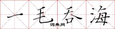 黄华生一毛吞海楷书怎么写