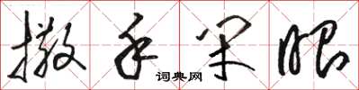 骆恒光撒手闭眼草书怎么写