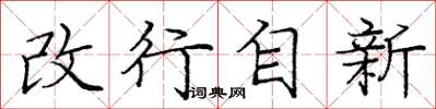 庞中华改行自新楷书怎么写