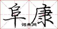 庞中华阜康楷书怎么写