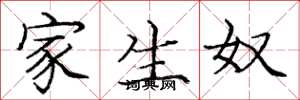 庞中华家生奴楷书怎么写