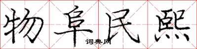 庞中华物阜民熙楷书怎么写