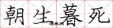 庞中华朝生暮死楷书怎么写