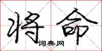 庞中华将命行书怎么写