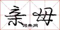 庞中华亲母行书怎么写