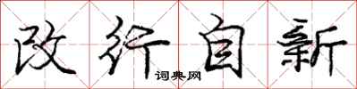 庞中华改行自新行书怎么写